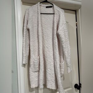 Cozy White Open-Front Sweater
